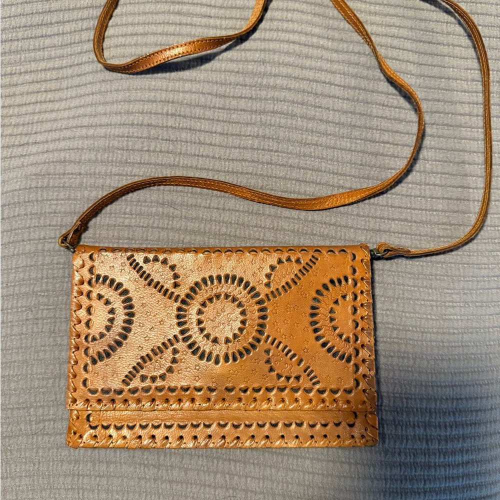 Cleobella Tan Leather Crossbody Bag